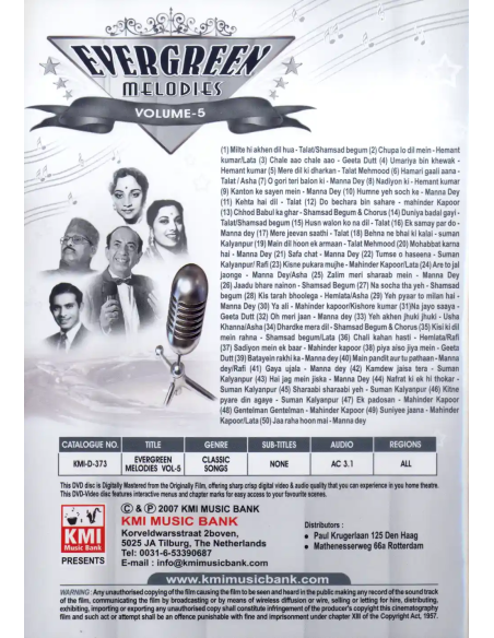 Evergreen Melodies Vol. 5 DVD (Bollywood) (KMI)
