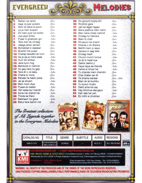 Evergreen Melodies Vol. 4 DVD (Bollywood) (KMI)