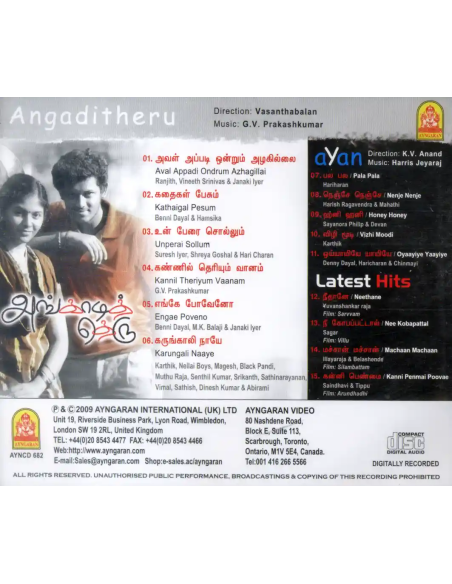Angadi Theru / Ayan / Other Hits (CD) (2009) (Ayngaran)