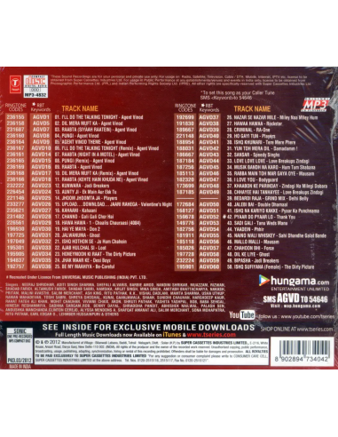 Agent Vinod & Other Hits (CD) (MP3) (2012) (Bollywood) (T-Series)